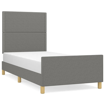 Bettgestell mit Kopfteil Dunkelgrau 90x190 cm Stoff - Pazzar.ch