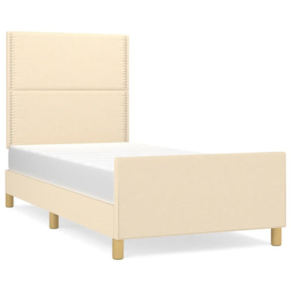 Bettgestell mit Kopfteil Creme 90x190 cm Stoff - Pazzar.ch