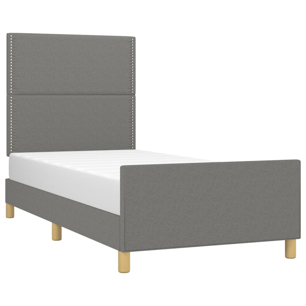 Bettgestell mit Kopfteil Dunkelgrau 90x200 cm Stoff - Pazzar.ch