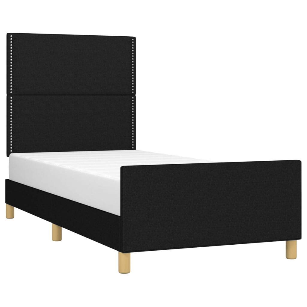 Bettgestell mit Kopfteil Schwarz 90x200 cm Stoff - Pazzar.ch
