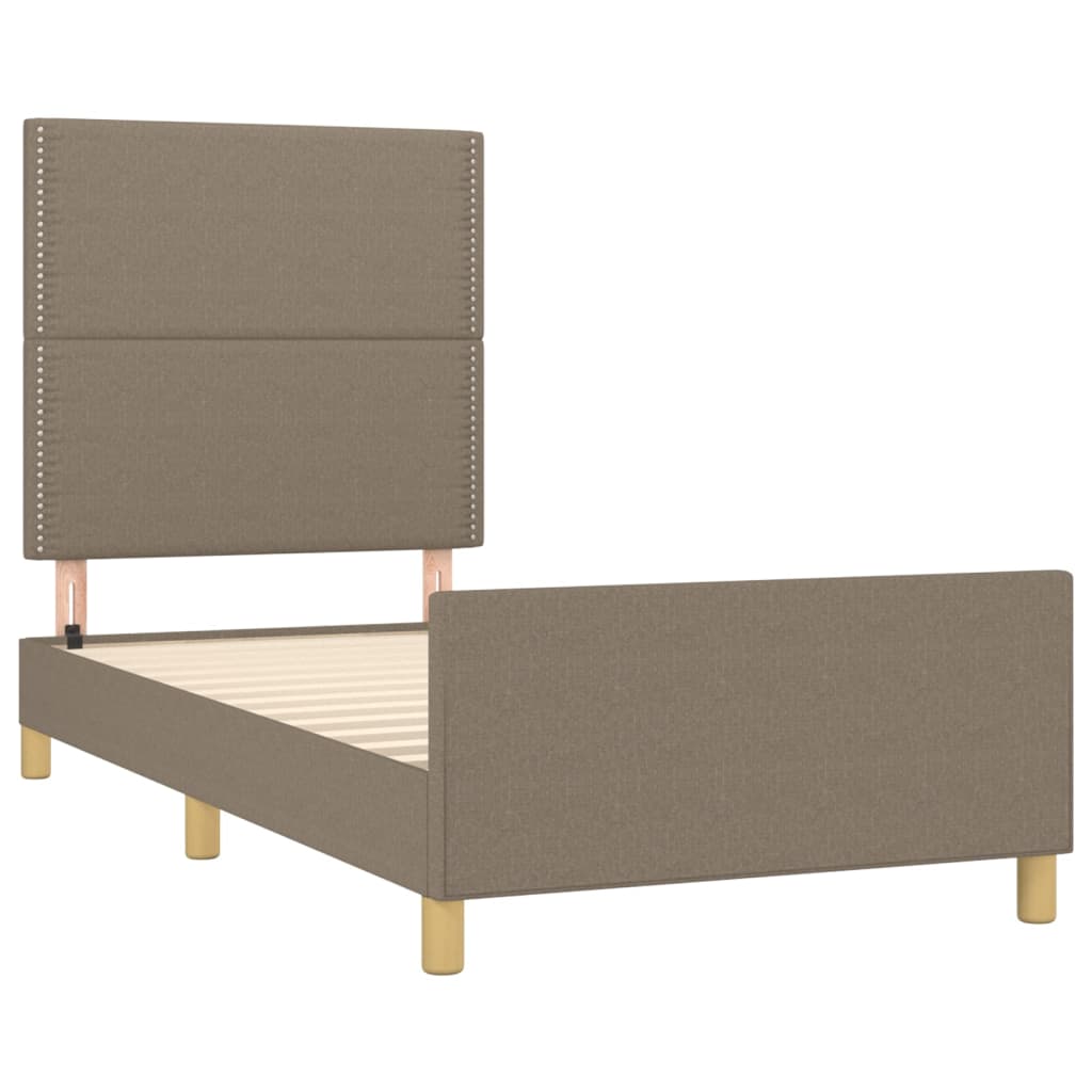 Bettgestell mit Kopfteil Taupe 90x200 cm Stoff - Pazzar.ch