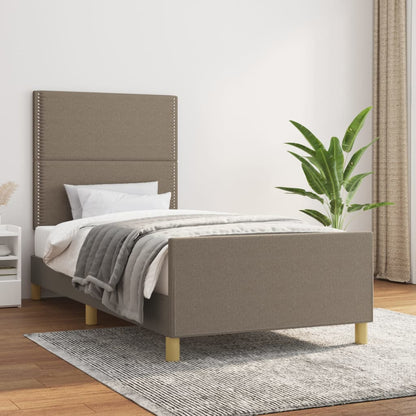 Bettgestell mit Kopfteil Taupe 90x200 cm Stoff - Pazzar.ch