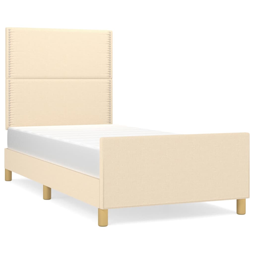 Bettgestell mit Kopfteil Creme 90x200 cm Stoff - Pazzar.ch