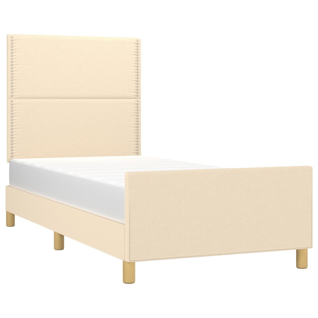 Bettgestell mit Kopfteil Creme 90x200 cm Stoff - Pazzar.ch