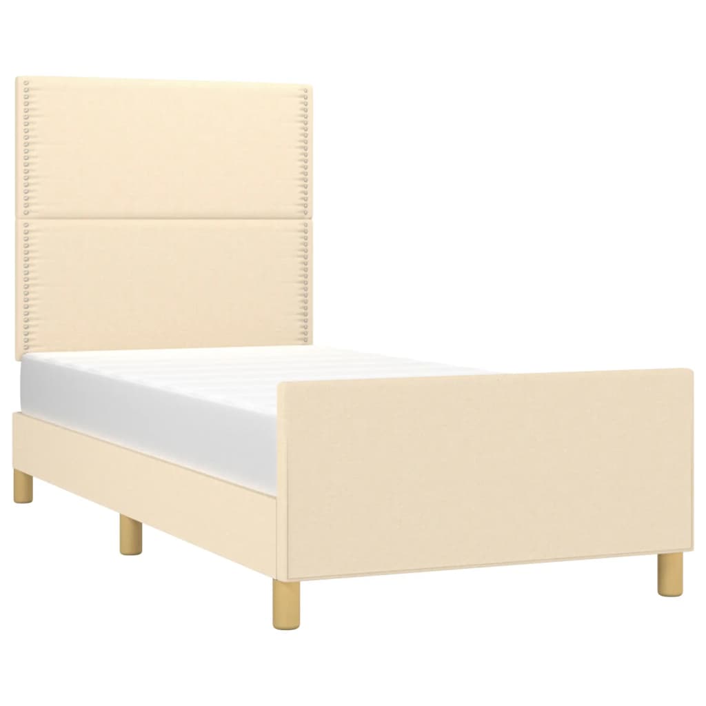 Bettgestell mit Kopfteil Creme 100x200 cm Stoff - Pazzar.ch