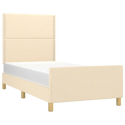 Bettgestell mit Kopfteil Creme 100x200 cm Stoff - Pazzar.ch