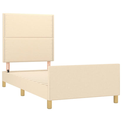 Bettgestell mit Kopfteil Creme 100x200 cm Stoff - Pazzar.ch