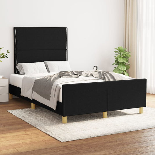 Bettgestell mit Kopfteil Schwarz 120x200 cm Stoff - Pazzar.ch