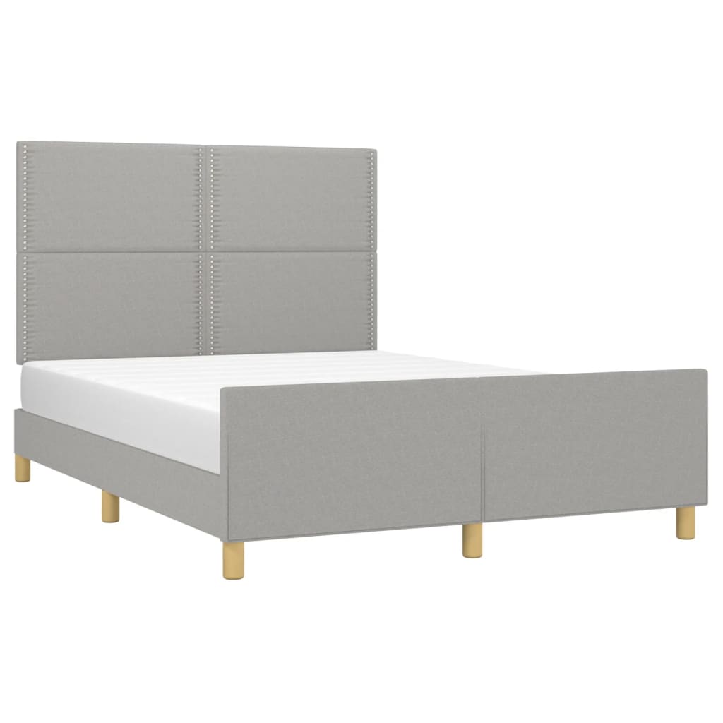 Bettgestell mit Kopfteil Hellgrau 140x190 cm Stoff - Pazzar.ch