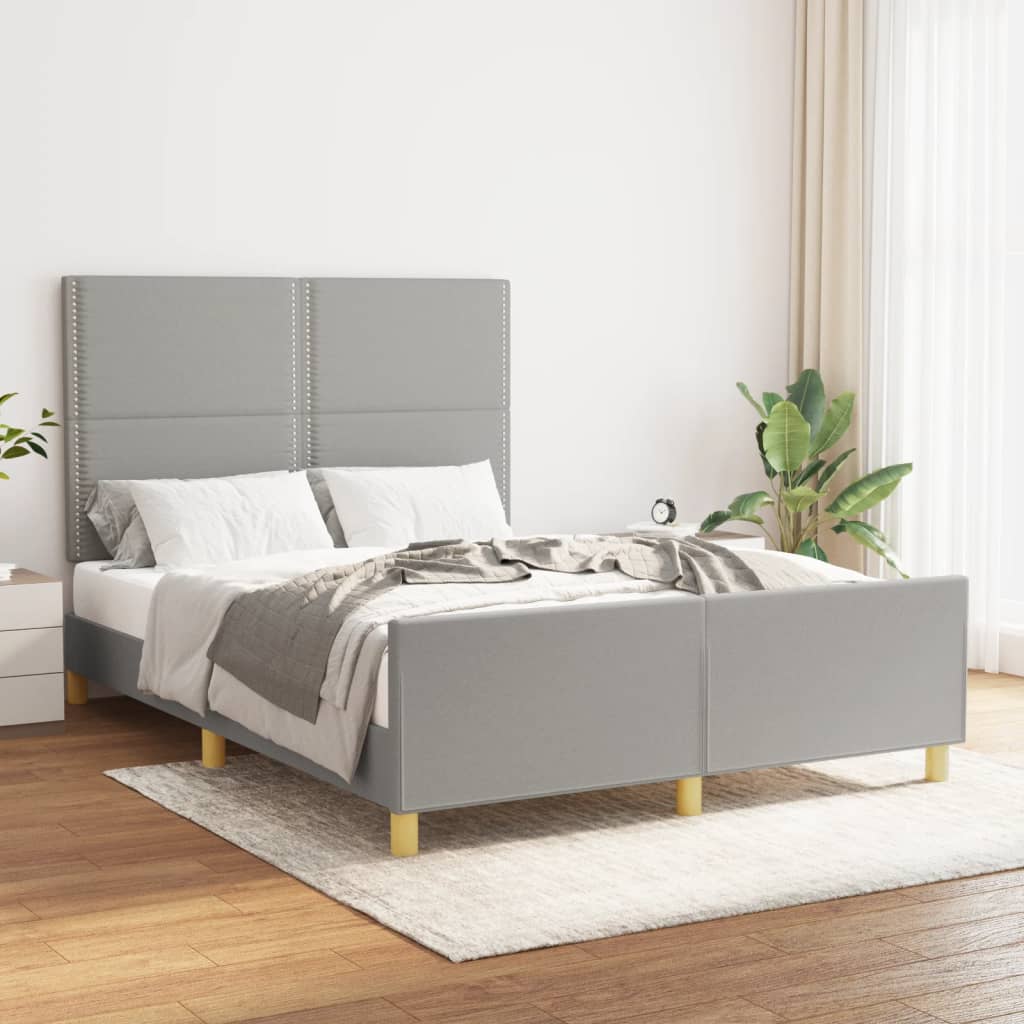 Bettgestell mit Kopfteil Hellgrau 140x190 cm Stoff - Pazzar.ch