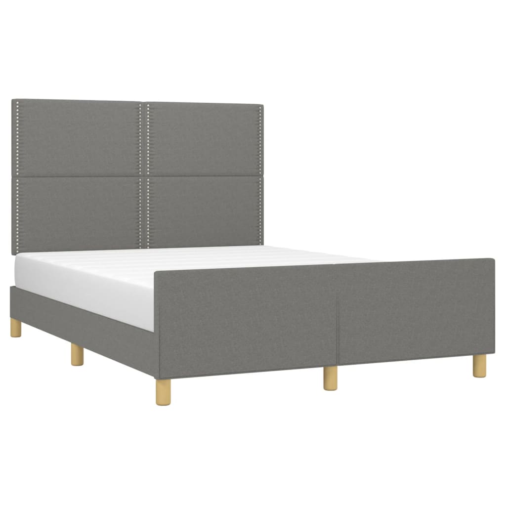 Bettgestell mit Kopfteil Dunkelgrau 140x190 cm Stoff - Pazzar.ch
