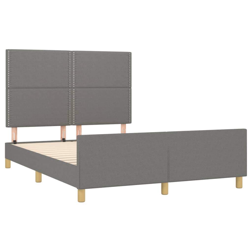 Bettgestell mit Kopfteil Dunkelgrau 140x190 cm Stoff - Pazzar.ch