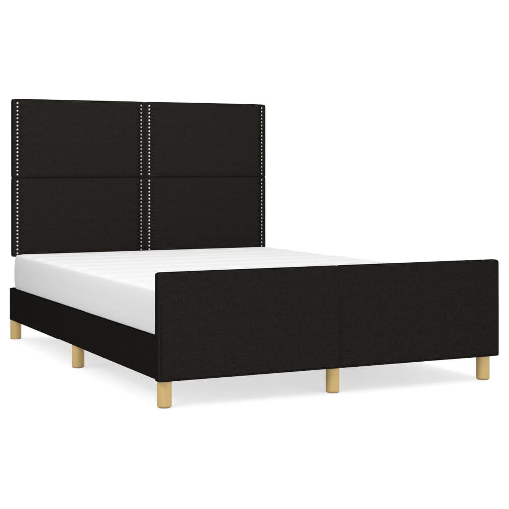 Bettgestell mit Kopfteil Schwarz 140x190 cm Stoff - Pazzar.ch