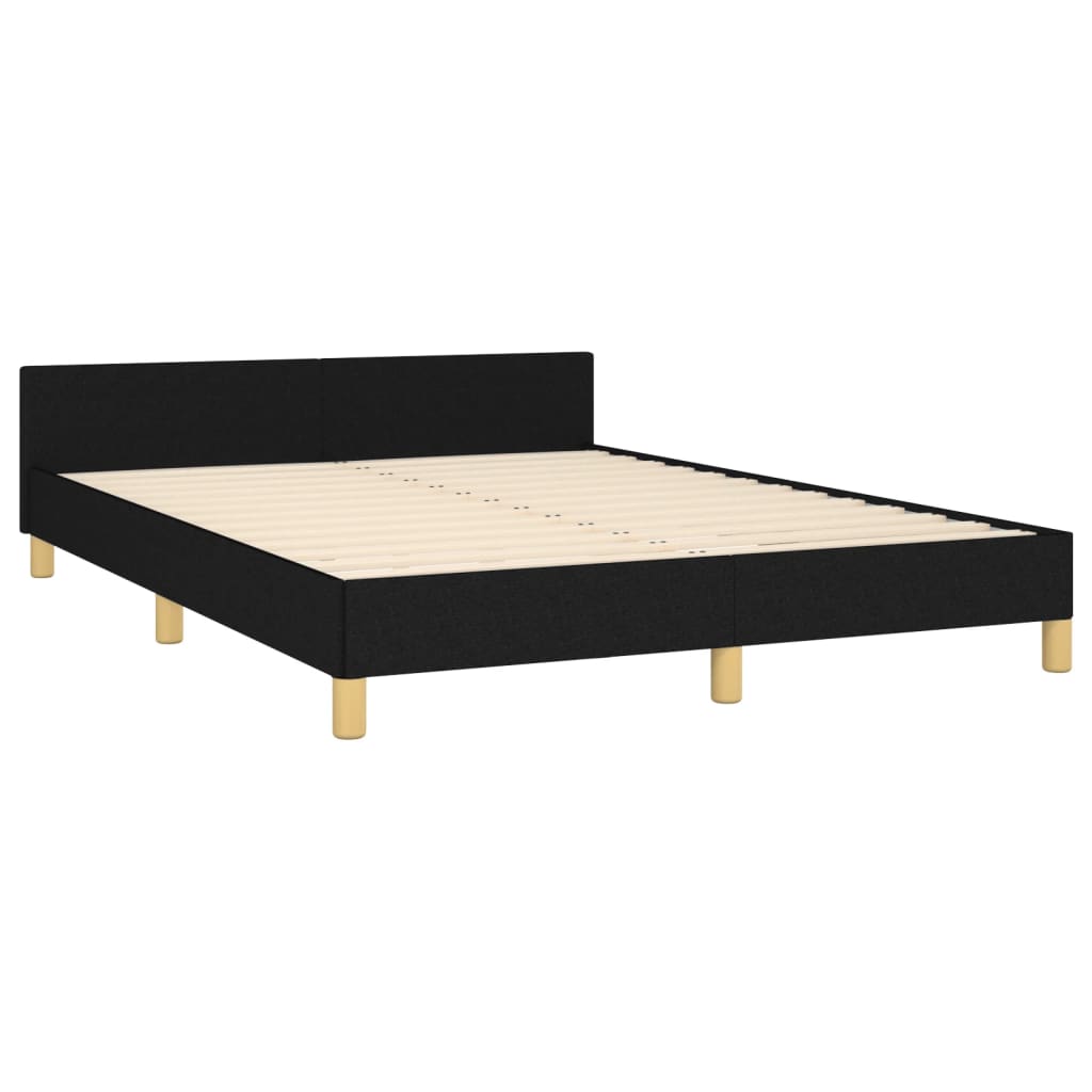 Bettgestell mit Kopfteil Schwarz 140x190 cm Stoff - Pazzar.ch