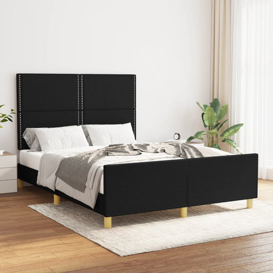 Bettgestell mit Kopfteil Schwarz 140x190 cm Stoff - Pazzar.ch
