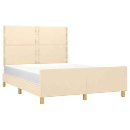 Bettgestell mit Kopfteil Creme 140x190 cm Stoff - Pazzar.ch