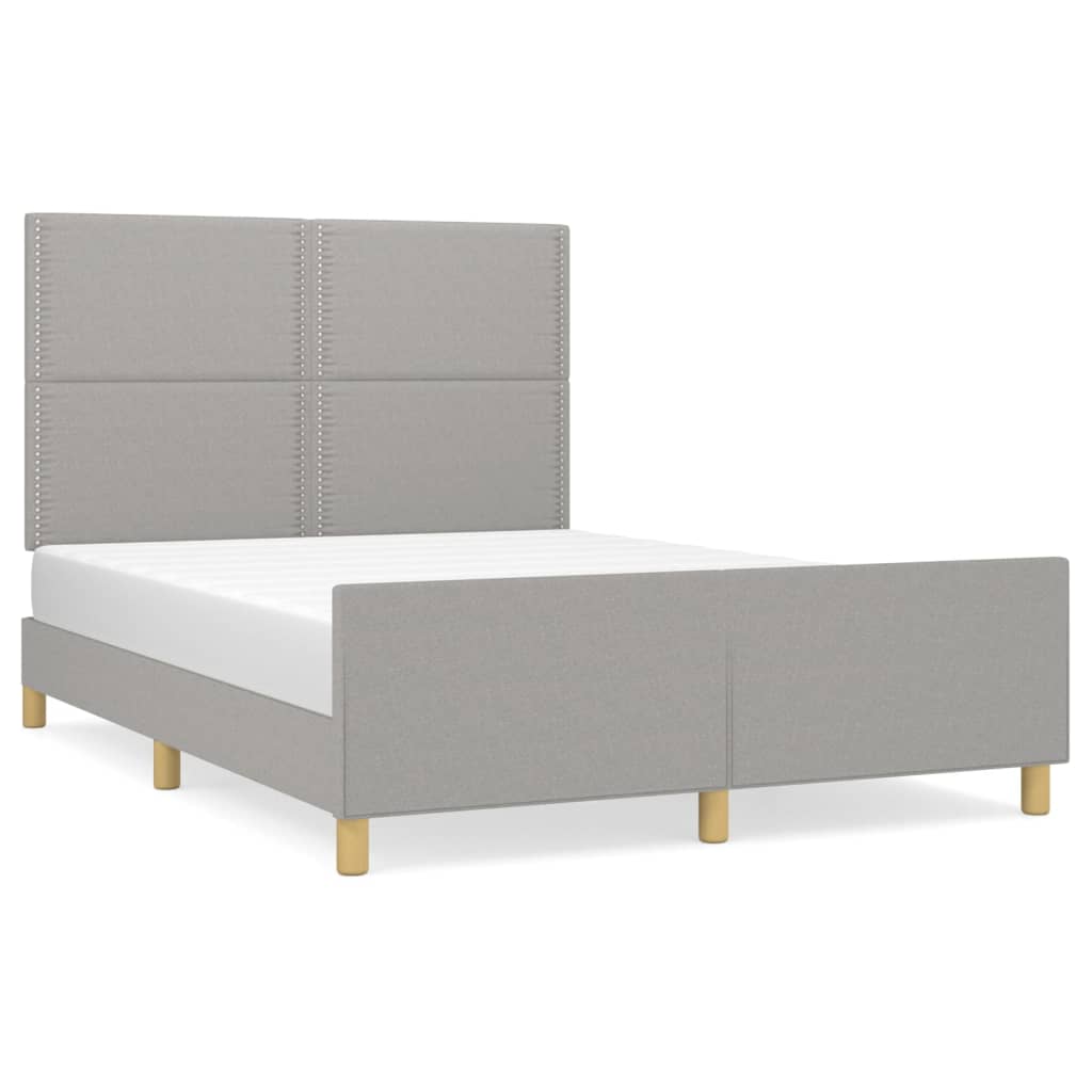 Bettgestell mit Kopfteil Hellgrau 140x200 cm Stoff - Pazzar.ch