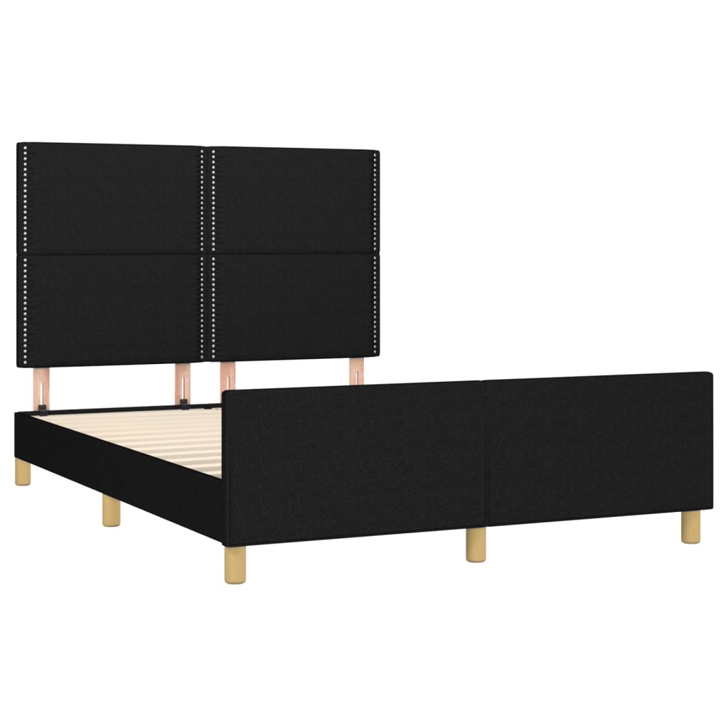 Bettgestell mit Kopfteil Schwarz 140x200 cm Stoff - Pazzar.ch