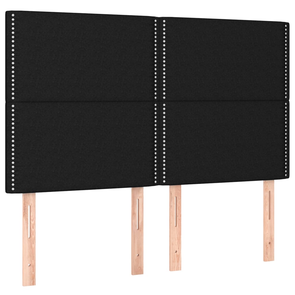 Bettgestell mit Kopfteil Schwarz 140x200 cm Stoff - Pazzar.ch