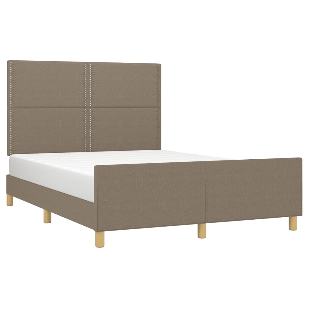 Bettgestell mit Kopfteil Taupe 140x200 cm Stoff - Pazzar.ch