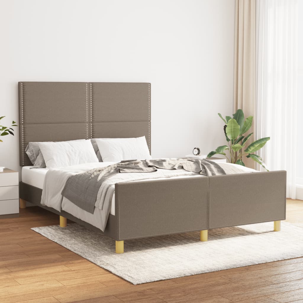 Bettgestell mit Kopfteil Taupe 140x200 cm Stoff - Pazzar.ch
