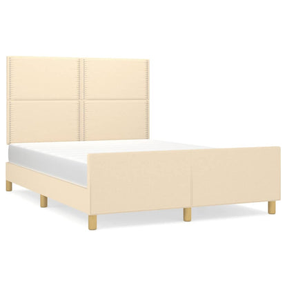 Bettgestell mit Kopfteil Creme 140x200 cm Stoff - Pazzar.ch