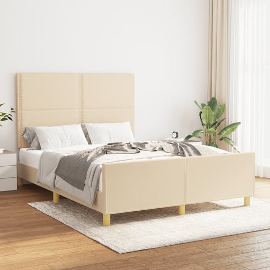 Bettgestell mit Kopfteil Creme 140x200 cm Stoff - Pazzar.ch