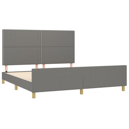 Bettgestell mit Kopfteil Dunkelgrau 160x200 cm Stoff - Pazzar.ch