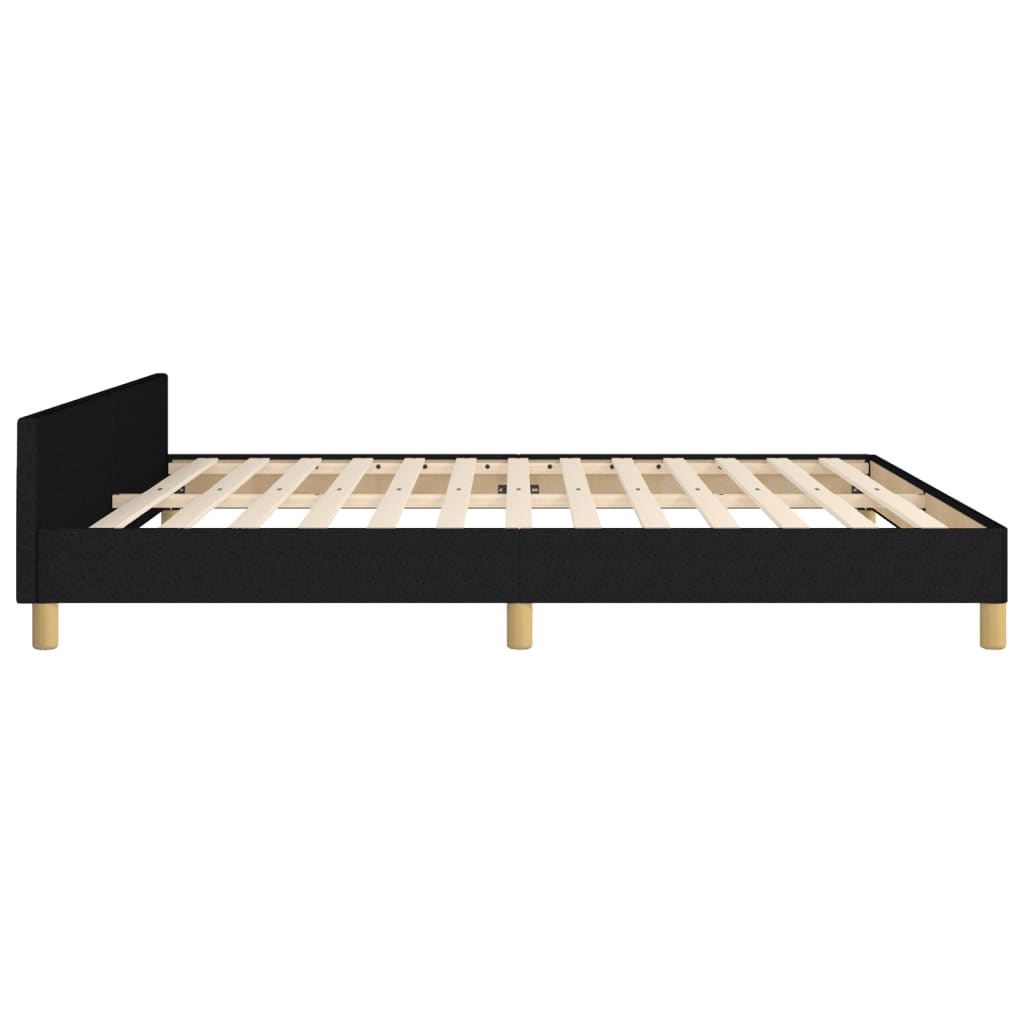 Bettgestell mit Kopfteil Schwarz 160x200 cm Stoff - Pazzar.ch