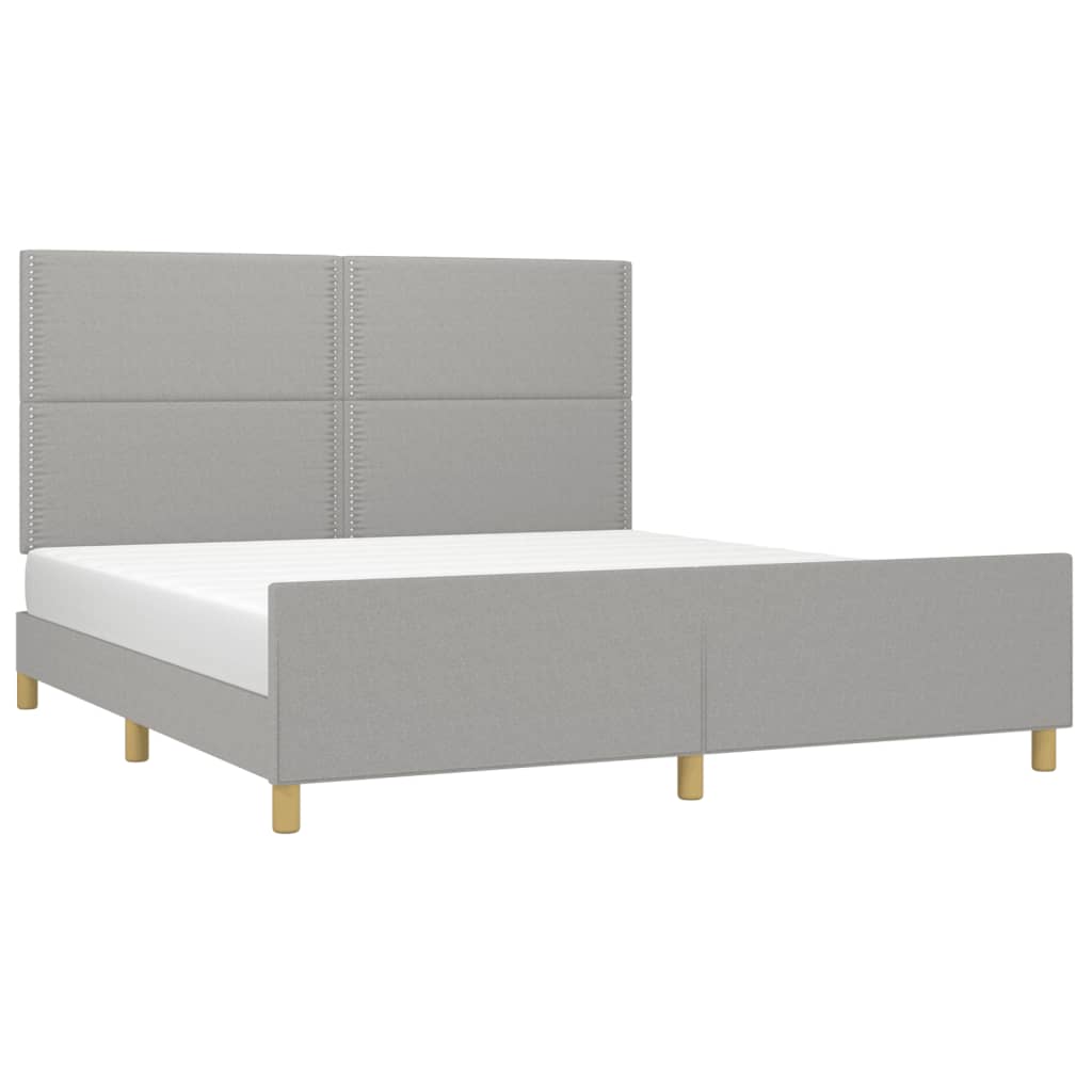 Bettgestell mit Kopfteil Hellgrau 180x200 cm Stoff - Pazzar.ch