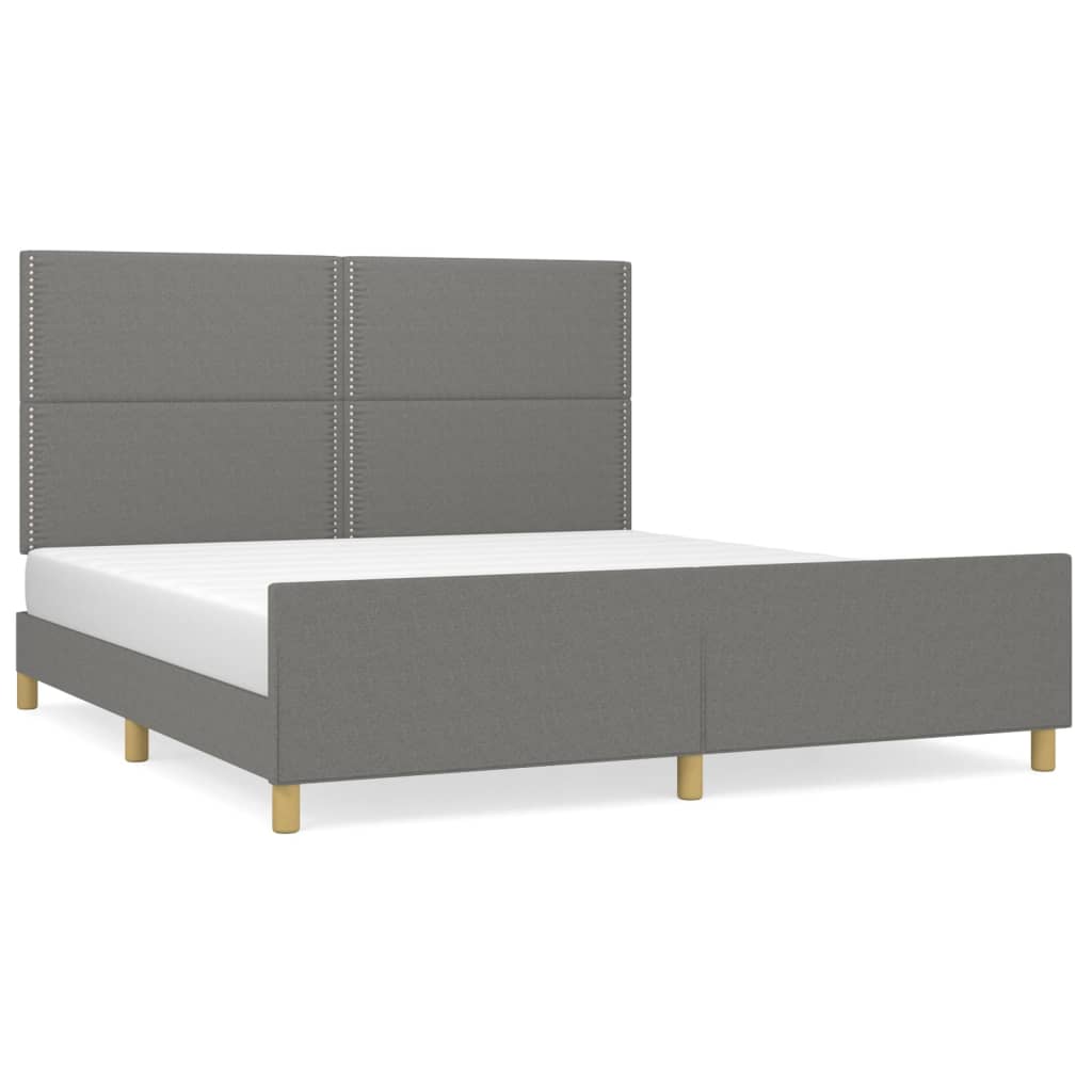 Bettgestell mit Kopfteil Dunkelgrau 180x200 cm Stoff - Pazzar.ch