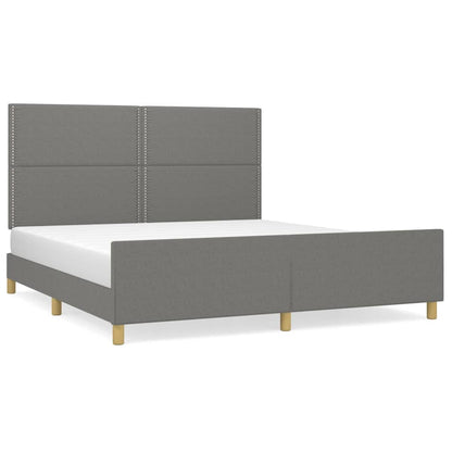 Bettgestell mit Kopfteil Dunkelgrau 180x200 cm Stoff - Pazzar.ch