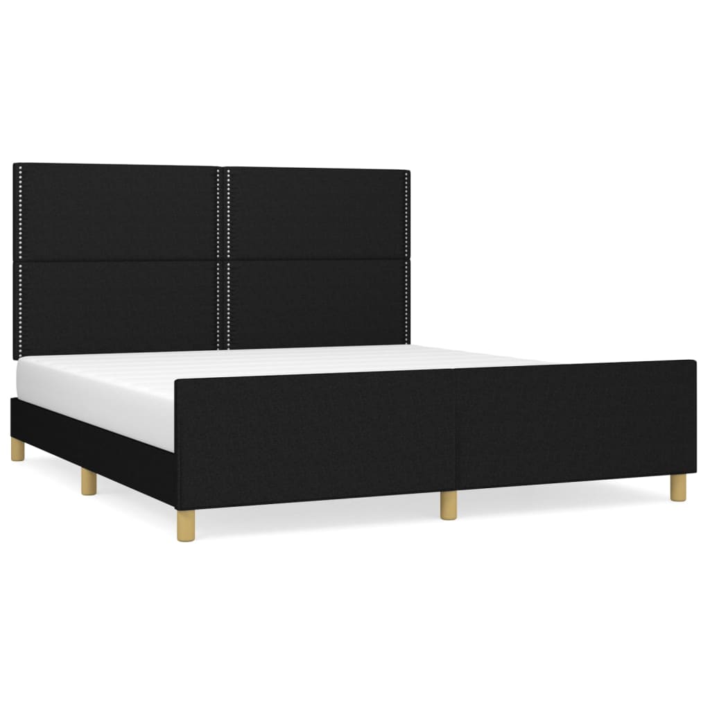 Bettgestell mit Kopfteil Schwarz 180x200 cm Stoff - Pazzar.ch