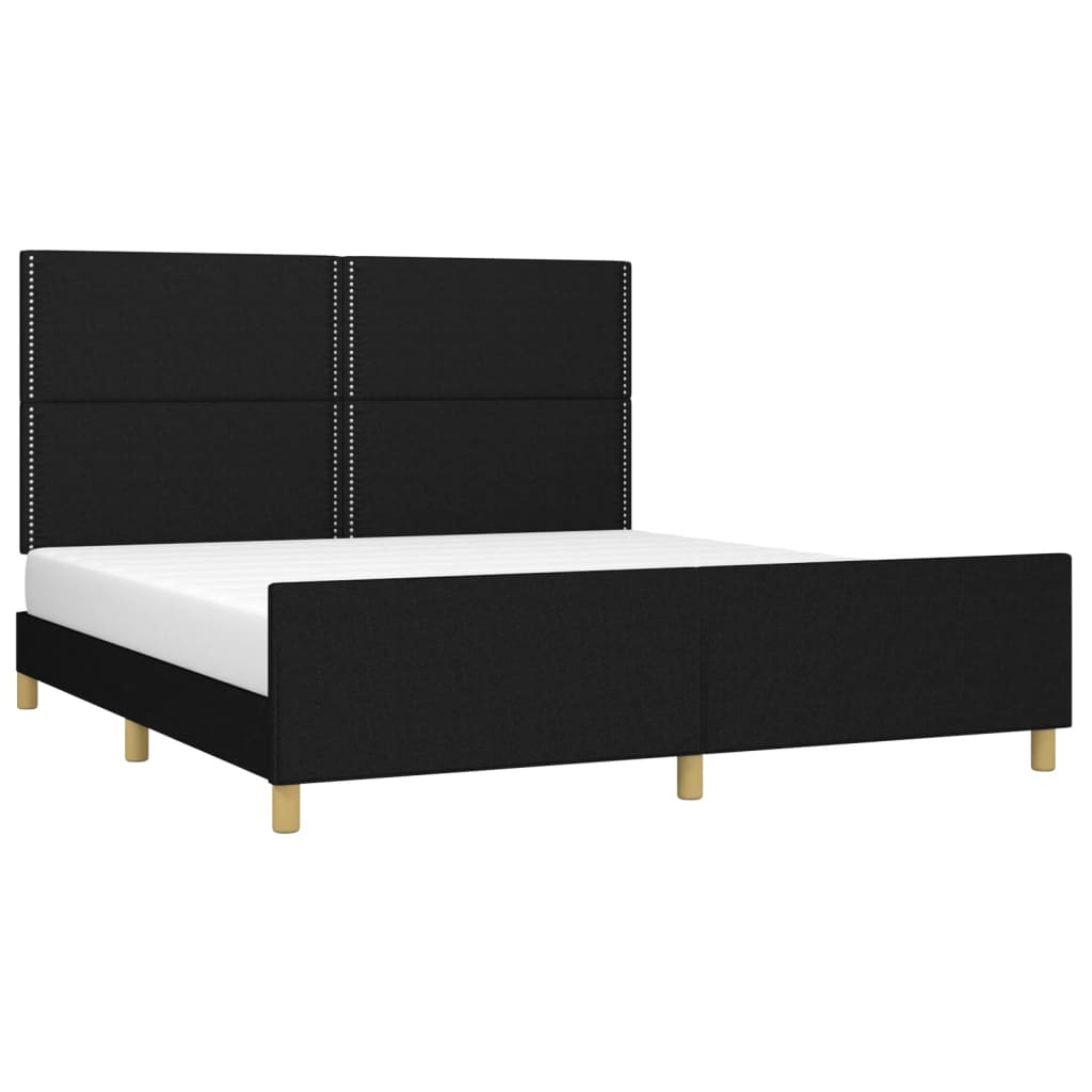 Bettgestell mit Kopfteil Schwarz 180x200 cm Stoff - Pazzar.ch