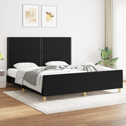 Bettgestell mit Kopfteil Schwarz 180x200 cm Stoff - Pazzar.ch