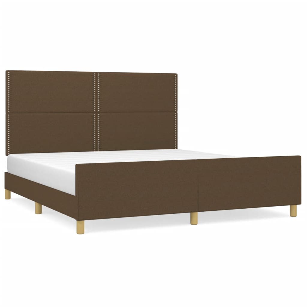 Bettgestell mit Kopfteil Dunkelbraun 180x200 cm Stoff - Pazzar.ch
