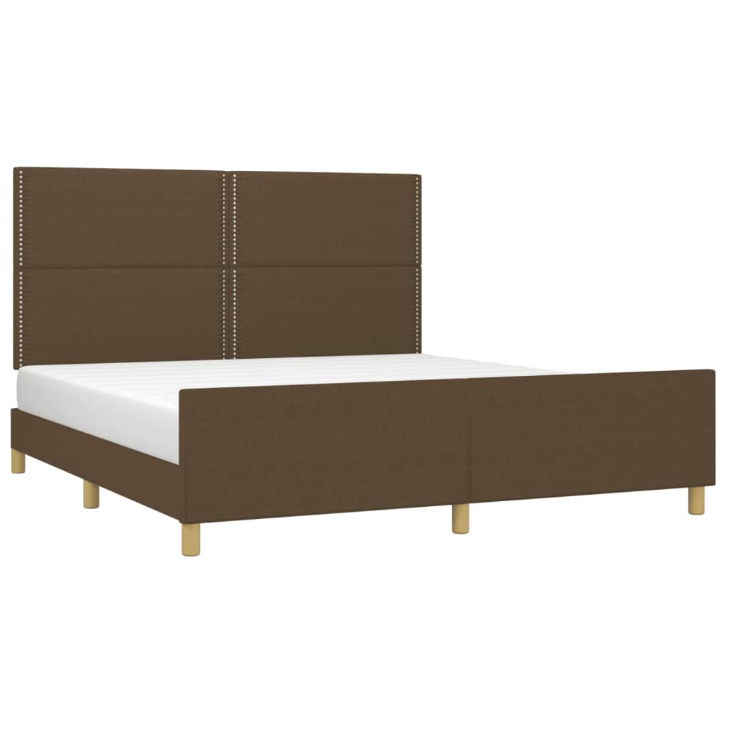 Bettgestell mit Kopfteil Dunkelbraun 180x200 cm Stoff - Pazzar.ch