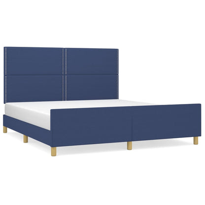 Bettgestell mit Kopfteil Blau 180x200 cm Stoff - Pazzar.ch