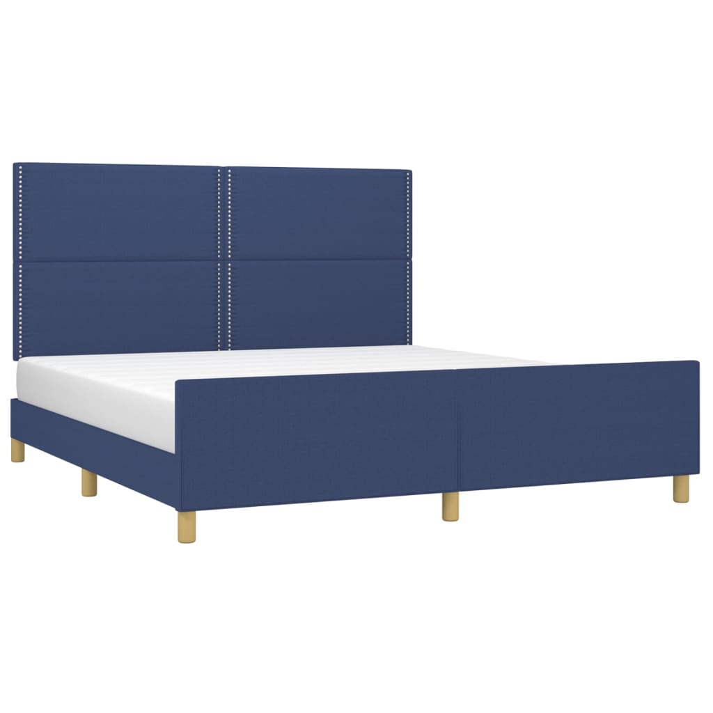 Bettgestell mit Kopfteil Blau 180x200 cm Stoff - Pazzar.ch