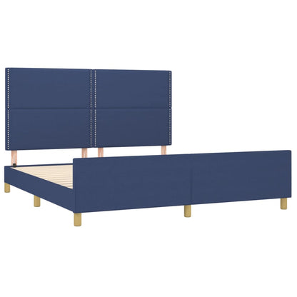 Bettgestell mit Kopfteil Blau 180x200 cm Stoff - Pazzar.ch