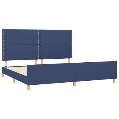 Bettgestell mit Kopfteil Blau 200x200 cm Stoff - Pazzar.ch