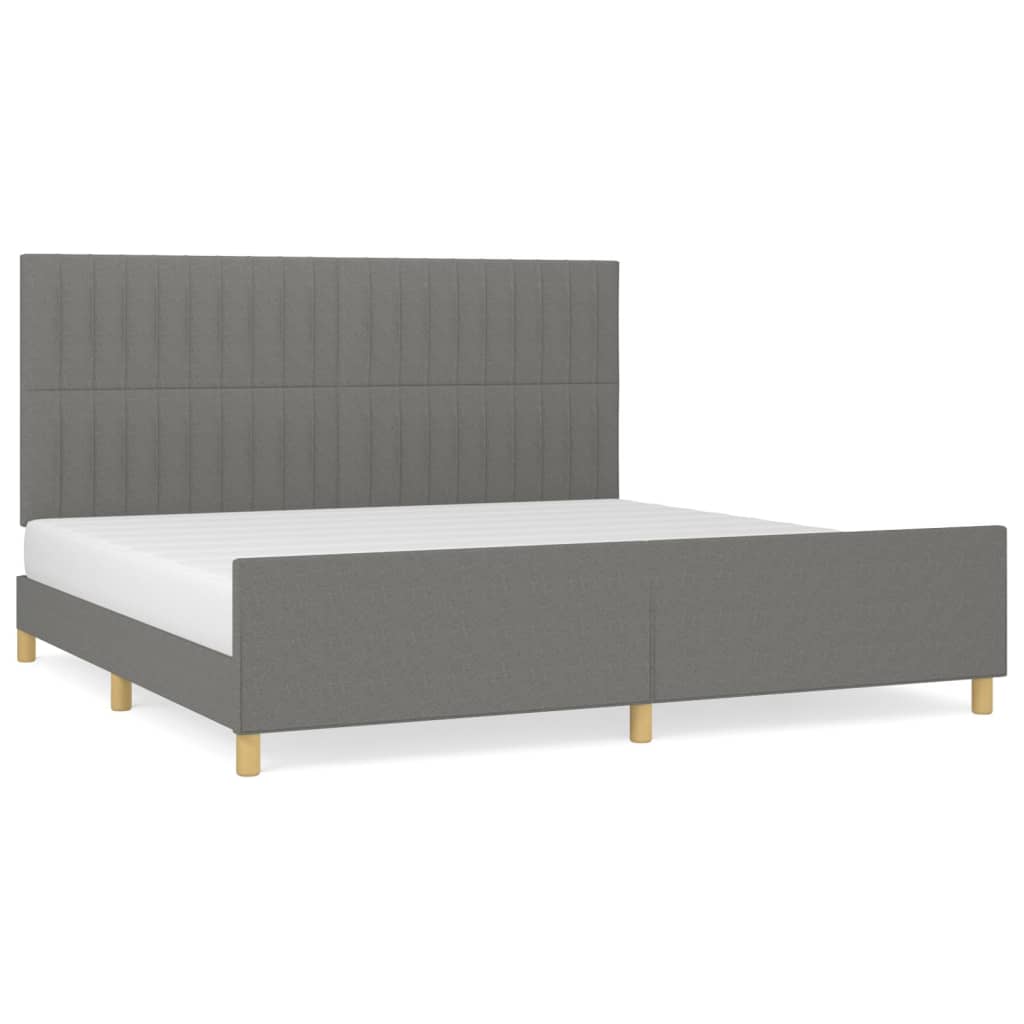 Bettgestell mit Kopfteil Dunkelgrau 200x200 cm Stoff - Pazzar.ch