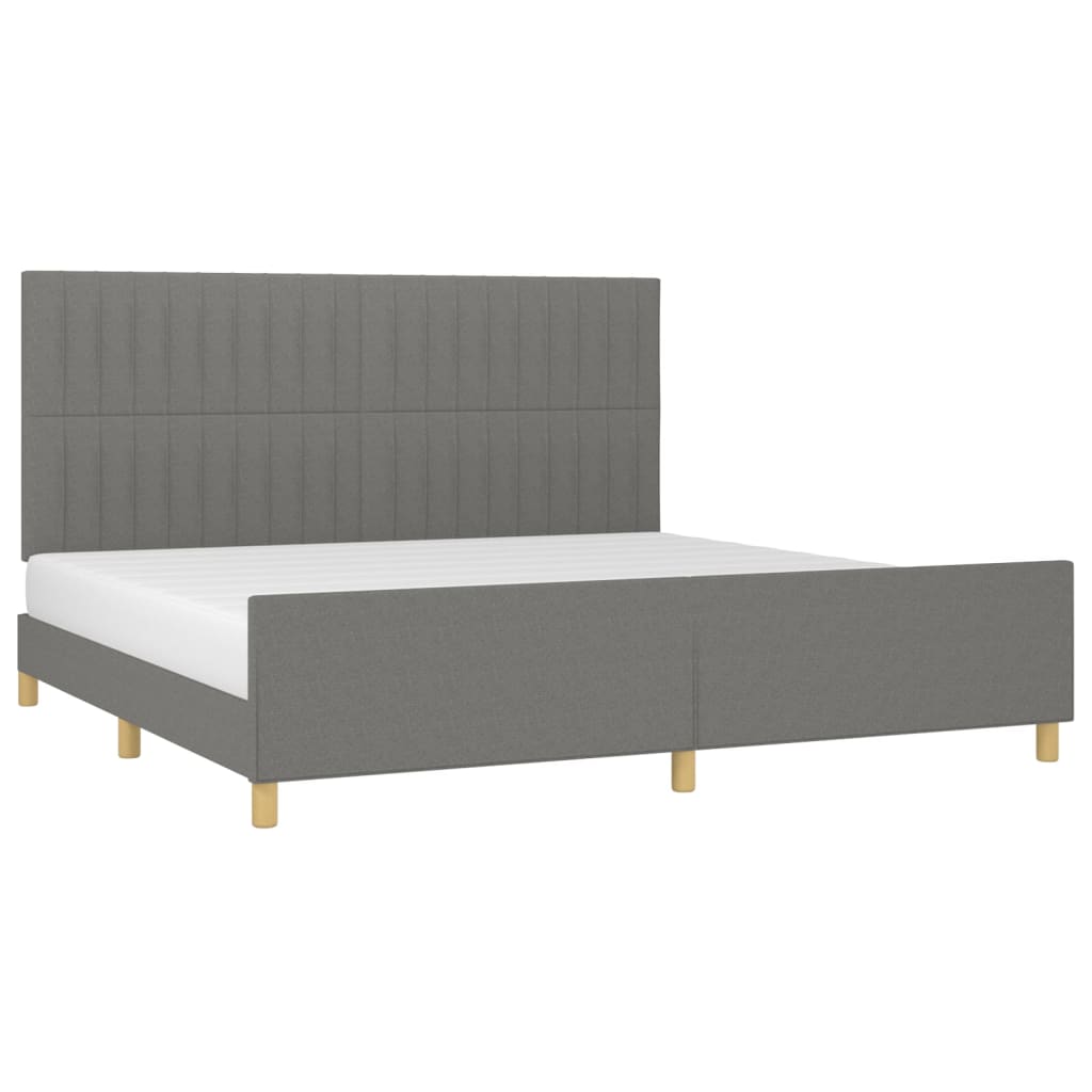 Bettgestell mit Kopfteil Dunkelgrau 200x200 cm Stoff - Pazzar.ch