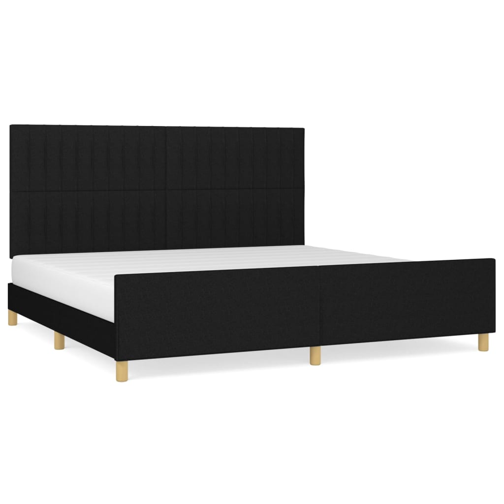 Bettgestell mit Kopfteil Schwarz 200x200 cm Stoff - Pazzar.ch