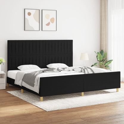 Bettgestell mit Kopfteil Schwarz 200x200 cm Stoff - Pazzar.ch