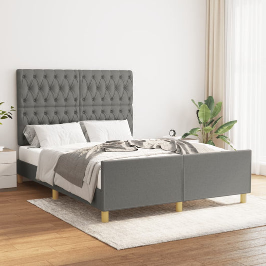 Bettgestell mit Kopfteil Dunkelgrau 140x190 cm Stoff - Pazzar.ch