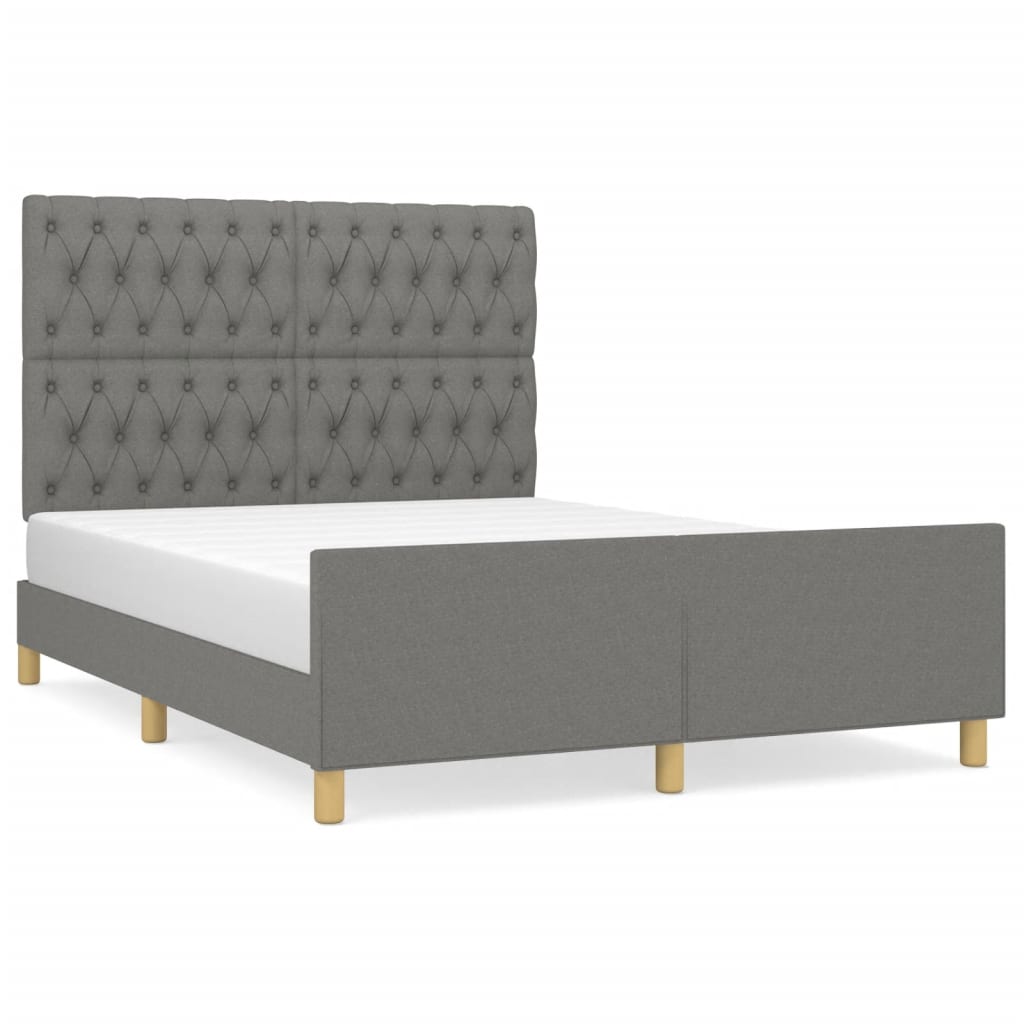 Bettgestell mit Kopfteil Dunkelgrau 140x200 cm Stoff - Pazzar.ch