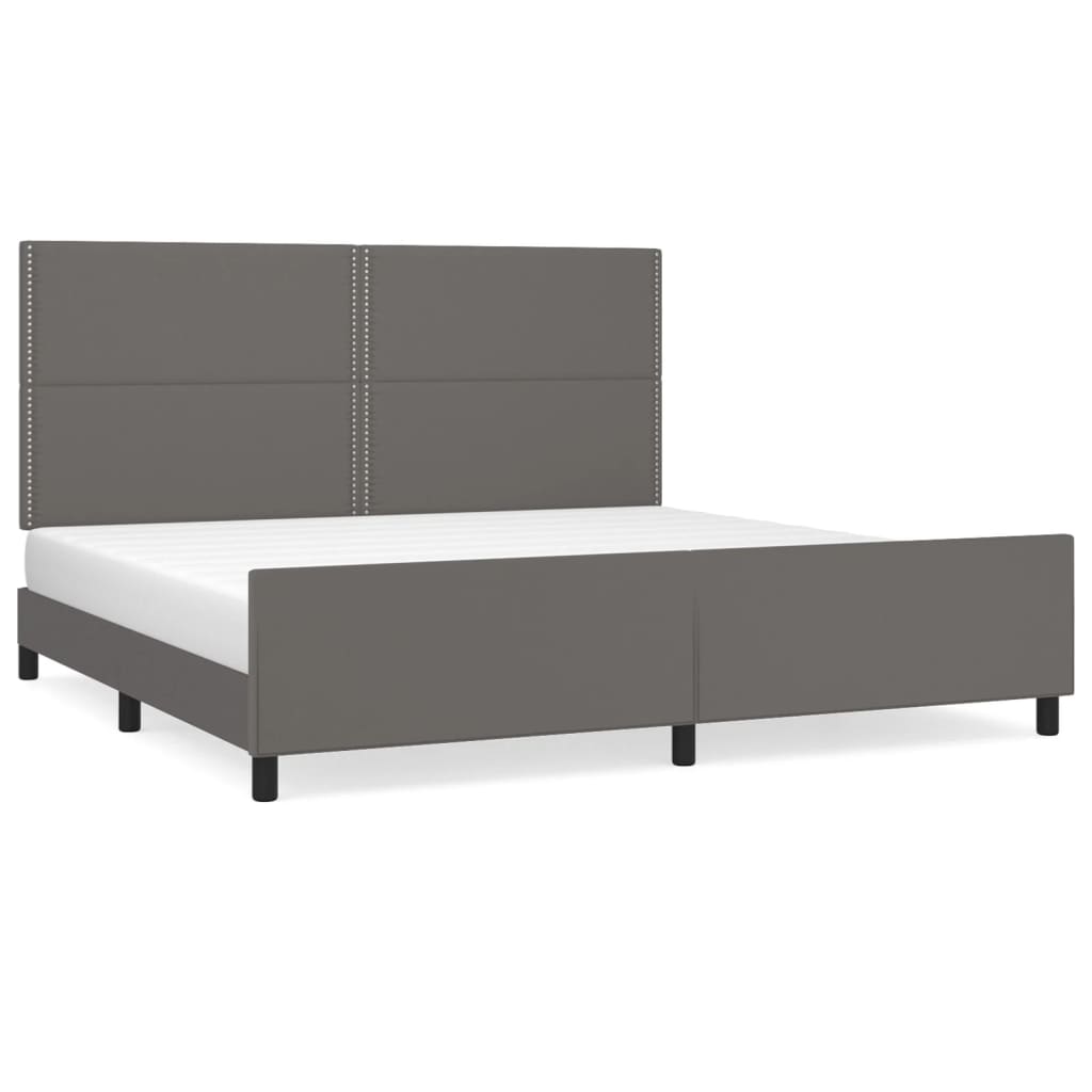 Bettgestell mit Kopfteil Grau 200x200 cm Kunstleder - Pazzar.ch