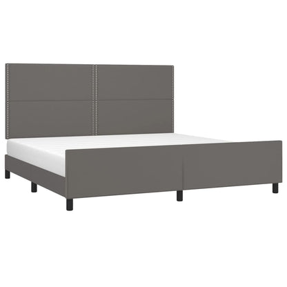 Bettgestell mit Kopfteil Grau 200x200 cm Kunstleder - Pazzar.ch