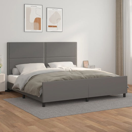 Bettgestell mit Kopfteil Grau 200x200 cm Kunstleder - Pazzar.ch